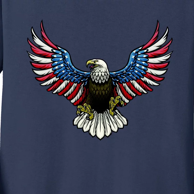 Patriotic Eagle Illustration Kids Long Sleeve Shirt