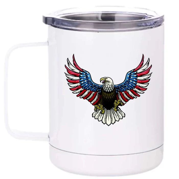 Patriotic Eagle Illustration Front & Back 12oz Stainless Steel Tumbler Cup