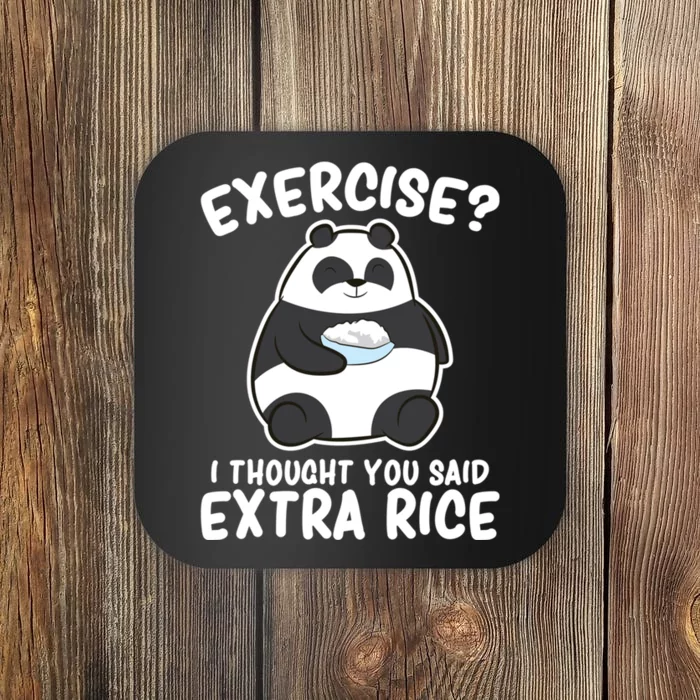 Panda Exercise I Thought You Said Extra Rice Cute Panda Coaster