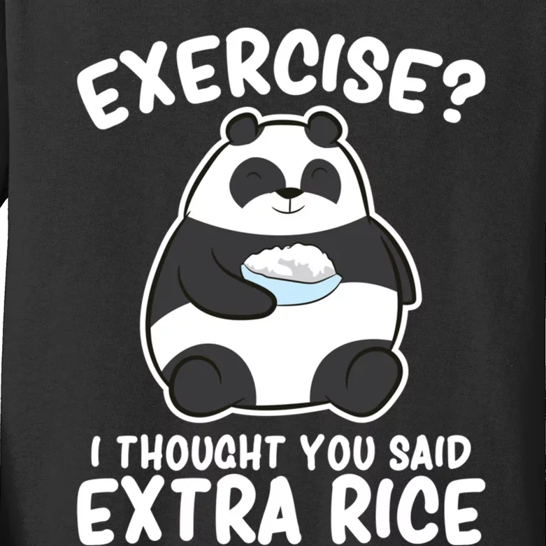 Panda Exercise I Thought You Said Extra Rice Cute Panda Kids Long Sleeve Shirt