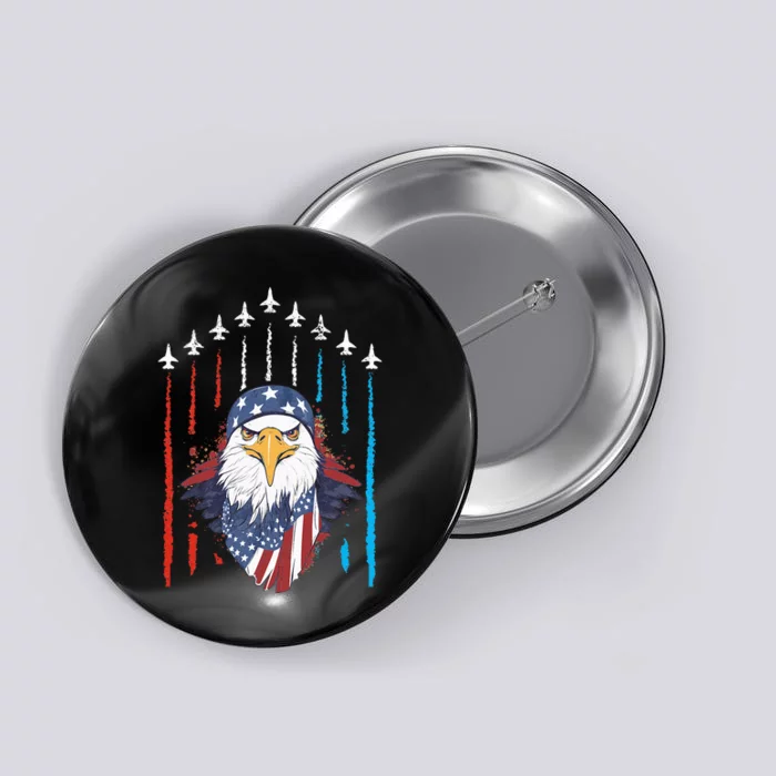 Patriotic Eagle July 4th Of July Fourth July American Flag Button