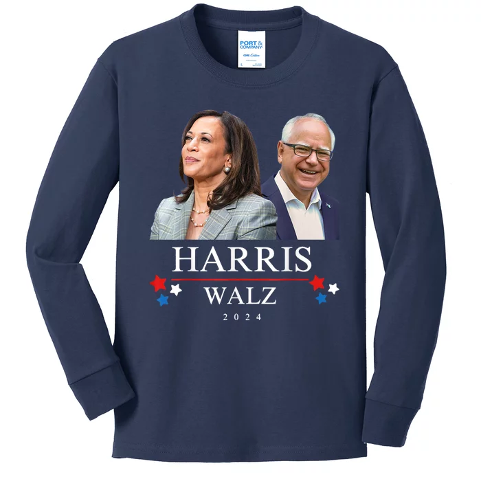 President Election Kamala Harris Tim Waltz Kids Long Sleeve Shirt