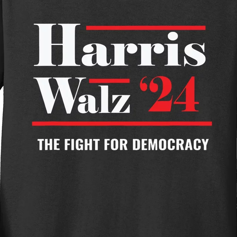 President Elect Kamala Harris Tim Walz 2024 Kids Long Sleeve Shirt