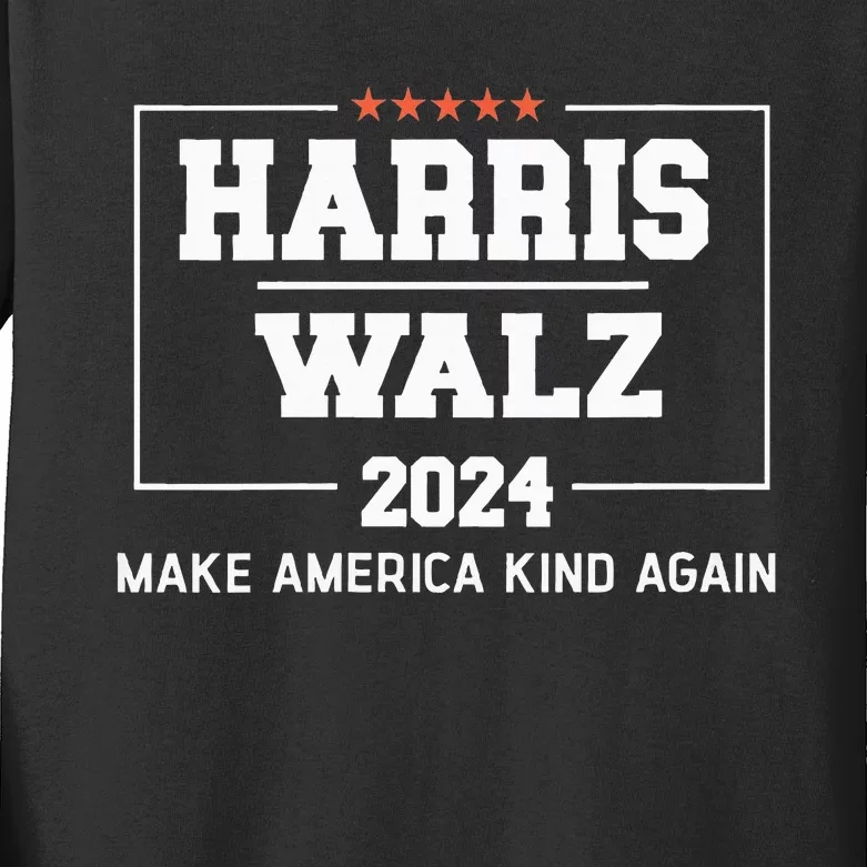 President Election Kamala Harris Tim Walz Kids Long Sleeve Shirt