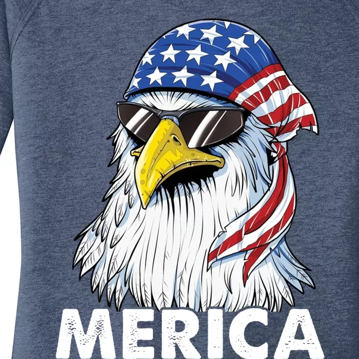 Patriotic Eagle Mullet 4th Of July Usa American Flag Merica Cute Gift Women's Perfect Tri Tunic Long Sleeve Shirt