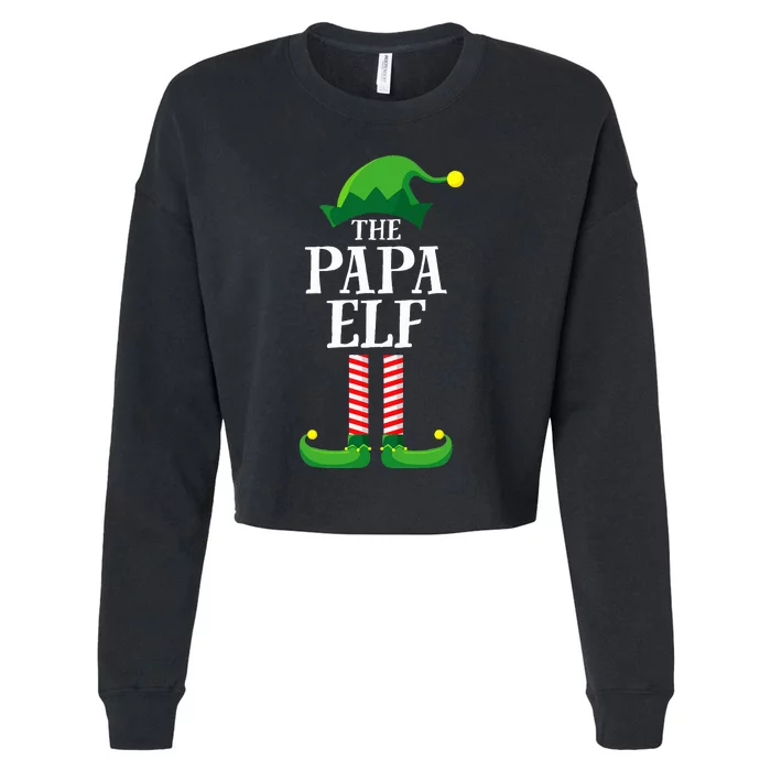 Papa Elf Matching Family Group Christmas Party Cropped Pullover Crew