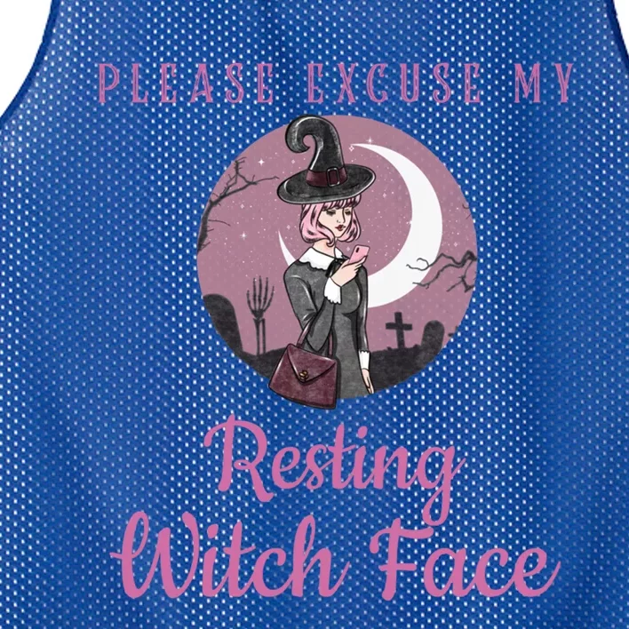 Please Excuse My Resting Witch Face Gift Mesh Reversible Basketball Jersey Tank