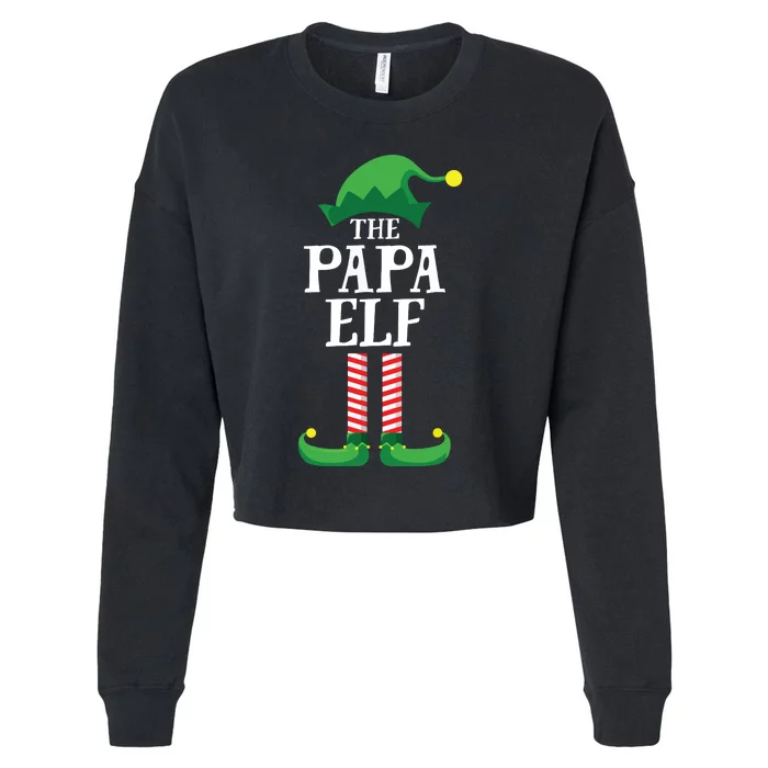 Papa Elf Matching Family Group Christmas Party Cropped Pullover Crew