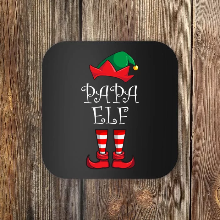 Papa Elf Matching Family Christmas Party Pajama Papa Elf Coaster