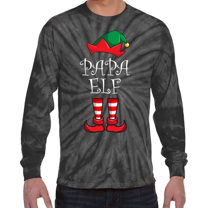 Papa Elf Matching Family Christmas Party Pajama Papa Elf Tie-Dye Long Sleeve Shirt