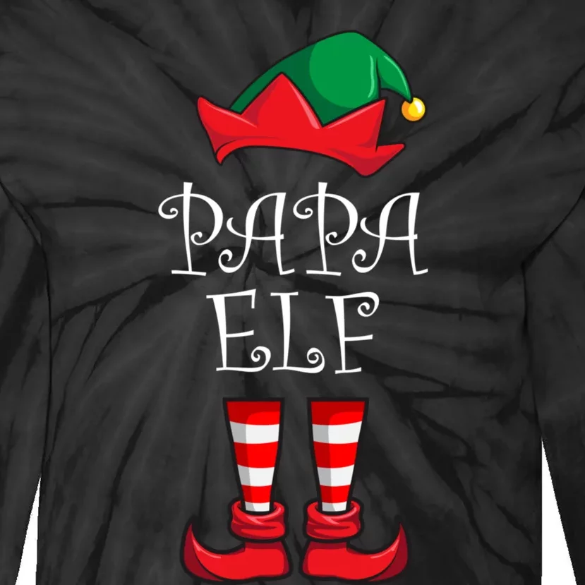 Papa Elf Matching Family Christmas Party Pajama Papa Elf Tie-Dye Long Sleeve Shirt