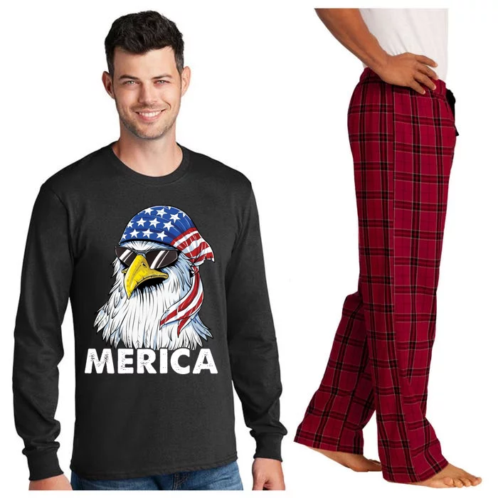 Patriotic Eagle Mullet 4th Of July Usa American Flag Merica Meaningful Gift Long Sleeve Pajama Set