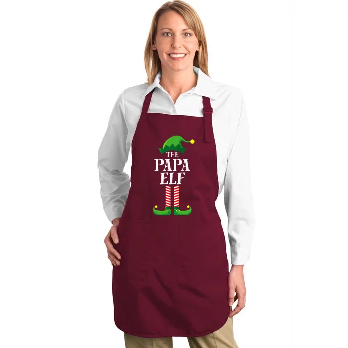 Papa Elf Matching Family Group Christmas Party Pyjamas Full-Length Apron With Pocket