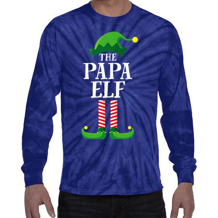 Papa Elf Matching Family Group Christmas Party Pyjamas Tie-Dye Long Sleeve Shirt