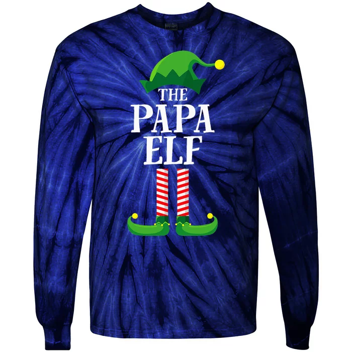 Papa Elf Matching Family Group Christmas Party Pyjamas Tie-Dye Long Sleeve Shirt