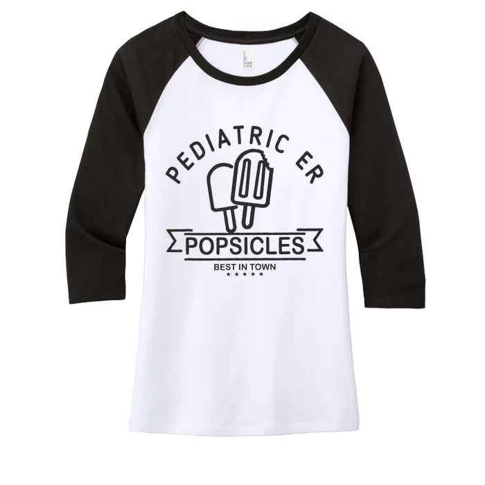 Pediatric Emergency Nurse Popsicle Funny ER ED Nurse Peds Rn Women's Tri-Blend 3/4-Sleeve Raglan Shirt