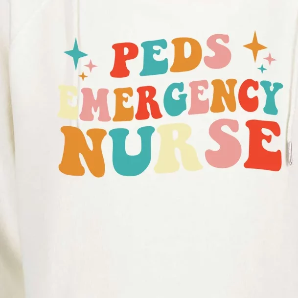 Peds Emergency Nurse Doctor Pediatric Ed Groovy Nursing Gift Womens Funnel Neck Pullover Hood