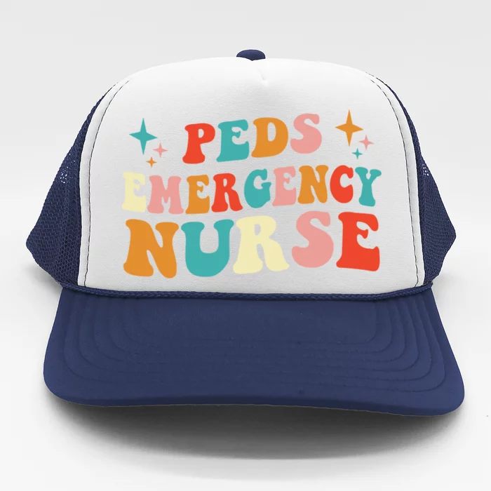 Peds Emergency Nurse Doctor Pediatric Ed Groovy Nursing Gift Trucker Hat