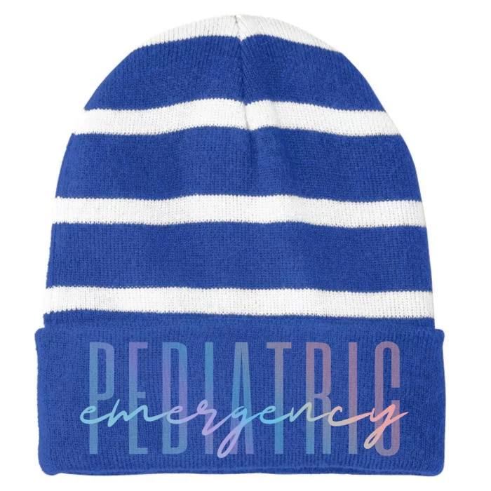 Pediatric Emergency Nurse Practitioner Peds Registered Nurse Cute Gift Striped Beanie with Solid Band