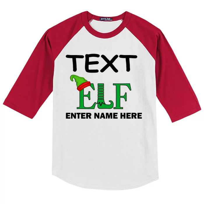 Personalize Elf Name Custom Family Matching Christmas Kids Colorblock Raglan Jersey