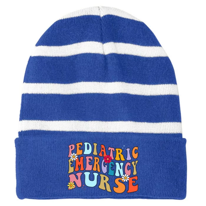 Pediatric Emergency Nurse Peds Emergency Nurse Graduation Gift Striped Beanie with Solid Band