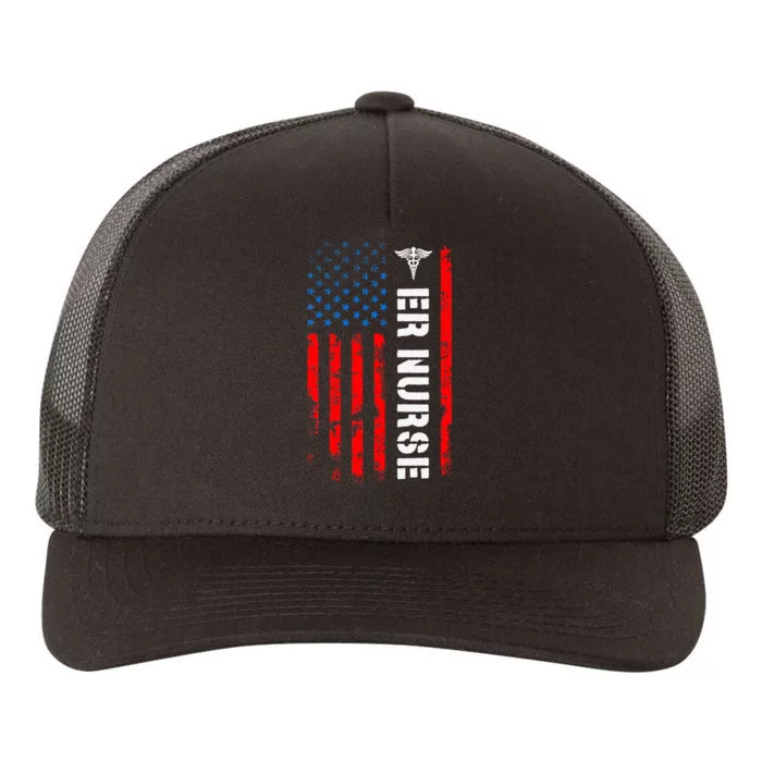 Patriotic Er Nurse Retro American Flag Yupoong Adult 5-Panel Trucker Hat