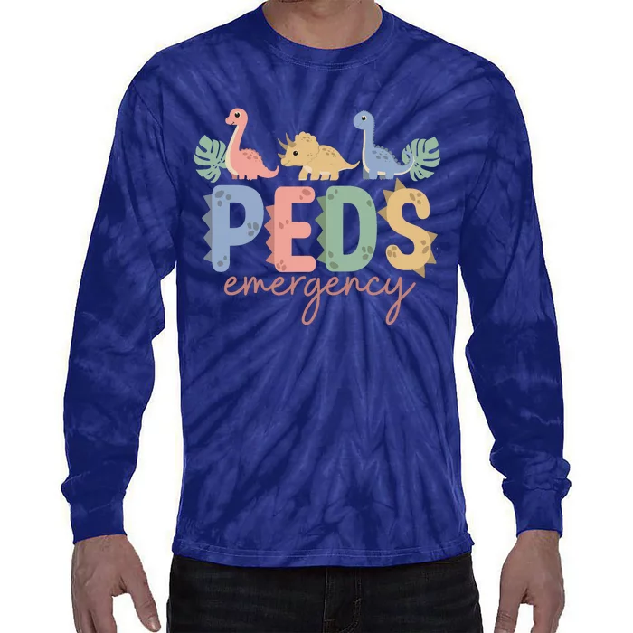 Pediatric Emergency Nurse Dinosaurs Peds Er Nurse Wo Tie-Dye Long Sleeve Shirt