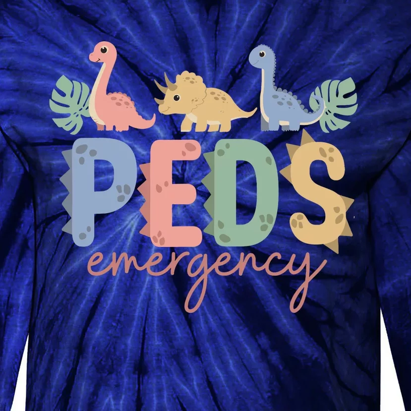 Pediatric Emergency Nurse Dinosaurs Peds Er Nurse Wo Tie-Dye Long Sleeve Shirt