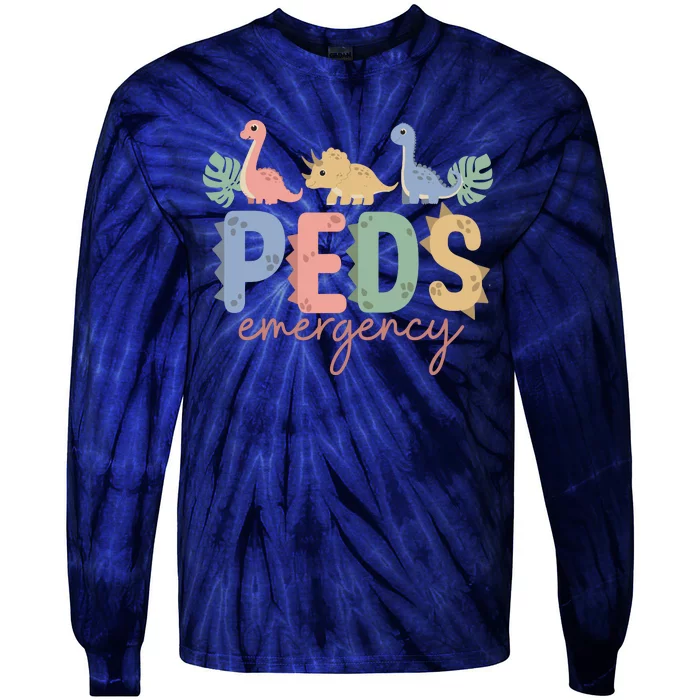 Pediatric Emergency Nurse Dinosaurs Peds Er Nurse Wo Tie-Dye Long Sleeve Shirt