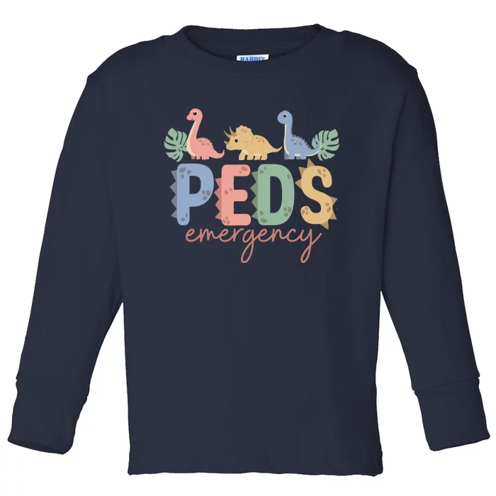 Pediatric Emergency Nurse Dinosaurs Peds Er Nurse Wo Toddler Long Sleeve Shirt