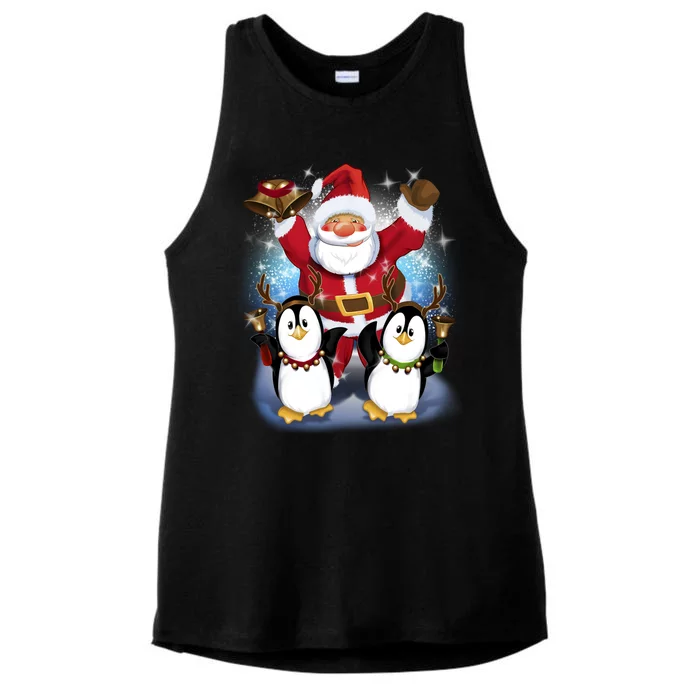 Penguin Dance With Santa Ladies Tri-Blend Wicking Tank