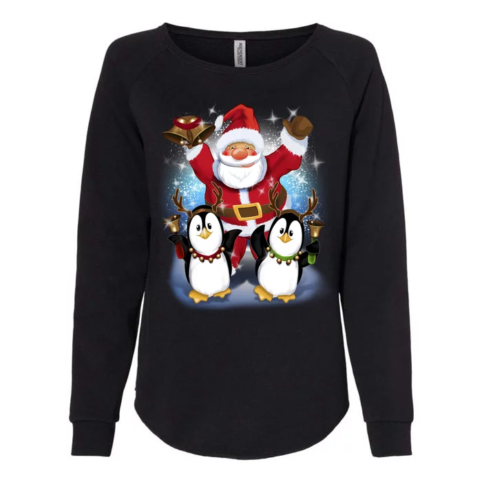 Penguin Dance With Santa Womens California Wash Sweatshirt