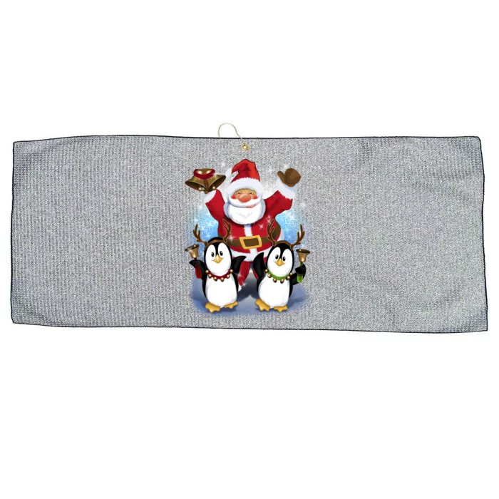 Penguin Dance With Santa Large Microfiber Waffle Golf Towel