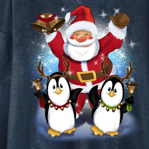 Penguin Dance With Santa Hooded Wearable Blanket