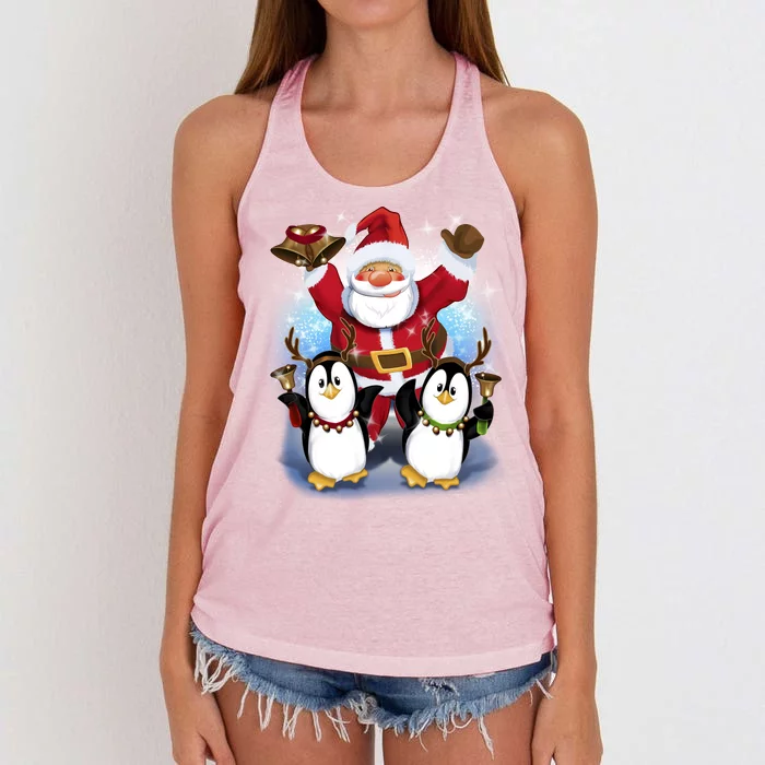 Penguin Dance With Santa Women's Knotted Racerback Tank