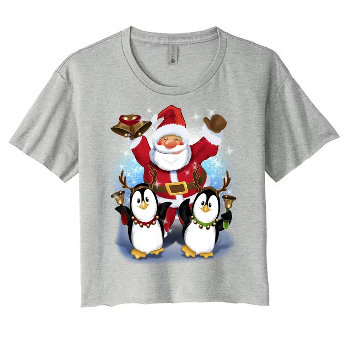 Penguin Dance With Santa Women's Crop Top Tee