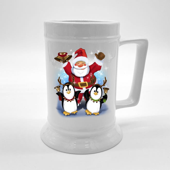 Penguin Dance With Santa Front & Back Beer Stein