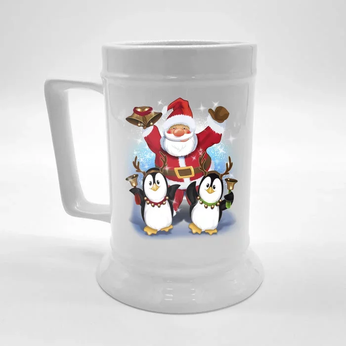 Penguin Dance With Santa Front & Back Beer Stein