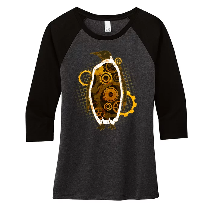 Penguin Gears Women's Tri-Blend 3/4-Sleeve Raglan Shirt