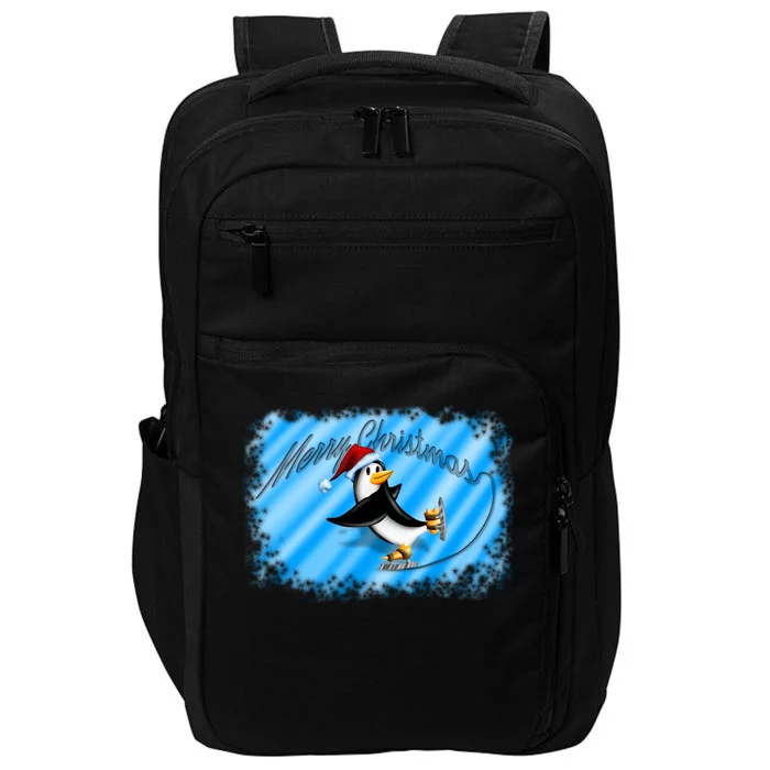 Penguin Skating Merry Christmas Impact Tech Backpack