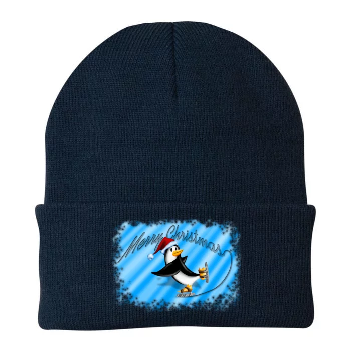 Penguin Skating Merry Christmas Knit Cap Winter Beanie