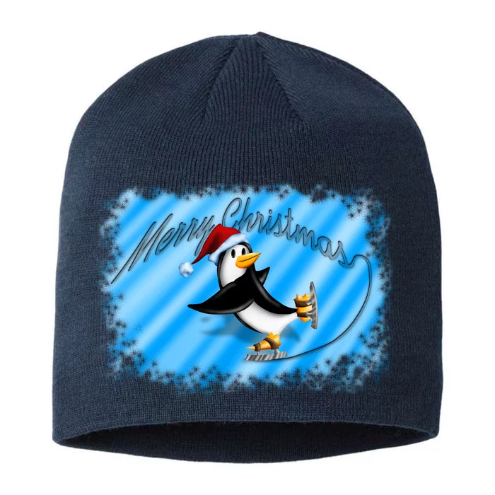 Penguin Skating Merry Christmas 8 1/2in Sustainable Knit Beanie