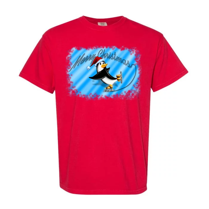 Penguin Skating Merry Christmas Garment-Dyed Heavyweight T-Shirt