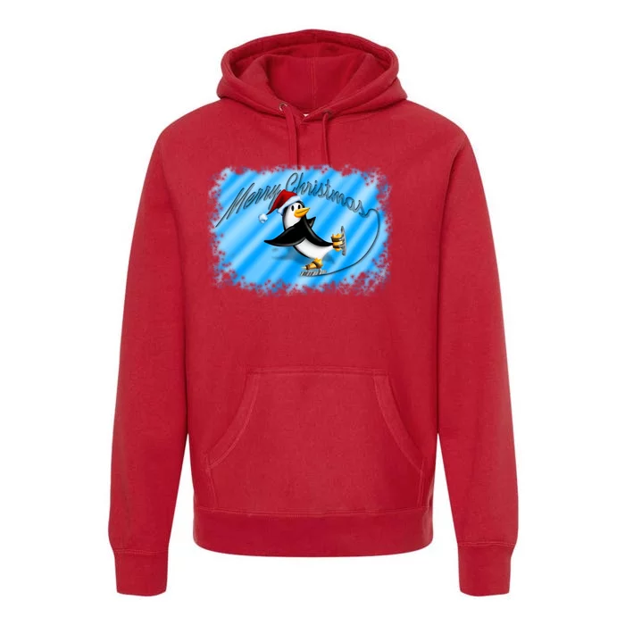 Penguin Skating Merry Christmas Premium Hoodie