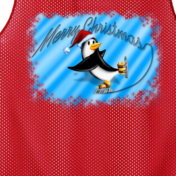 Penguin Skating Merry Christmas Mesh Reversible Basketball Jersey Tank