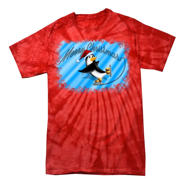 Penguin Skating Merry Christmas Tie-Dye T-Shirt