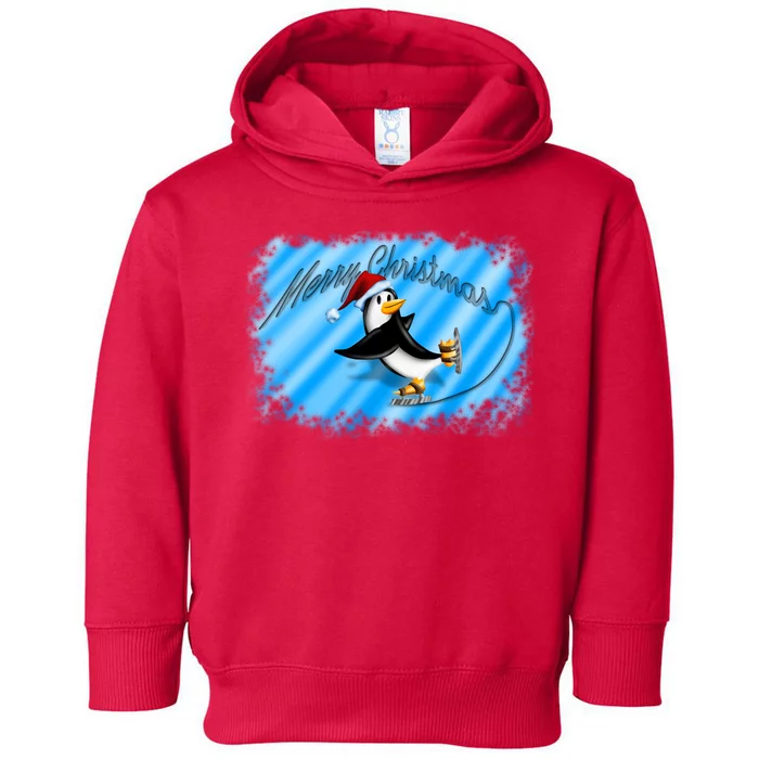 Penguin Skating Merry Christmas Toddler Hoodie