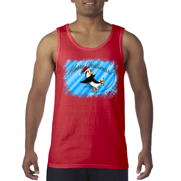 Penguin Skating Merry Christmas Tank Top