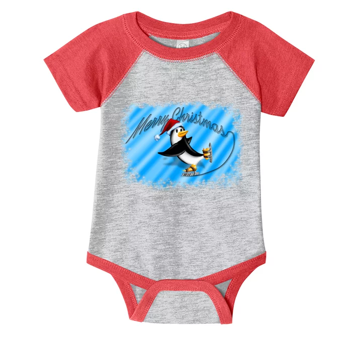 Penguin Skating Merry Christmas Infant Baby Jersey Bodysuit