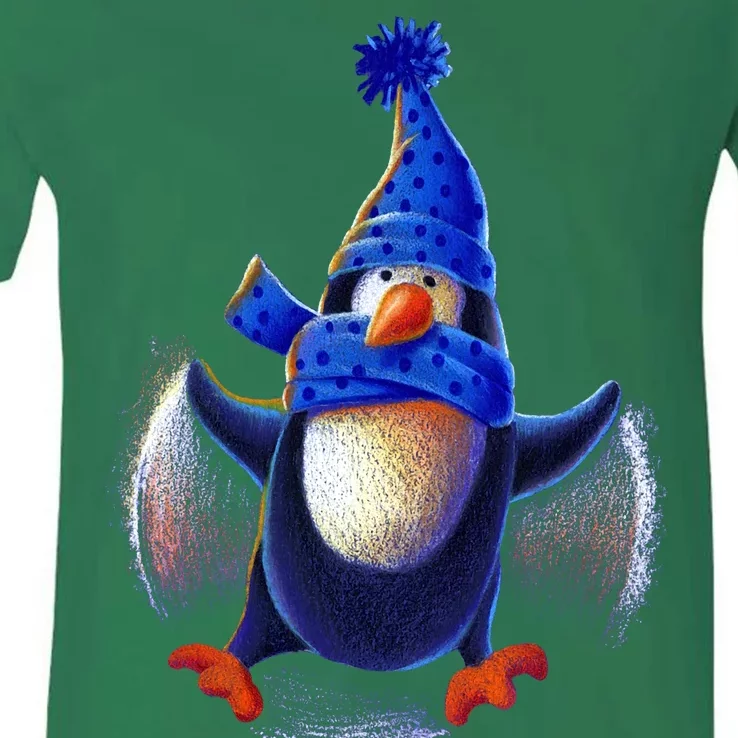 Penguin Snow Angel V-Neck T-Shirt